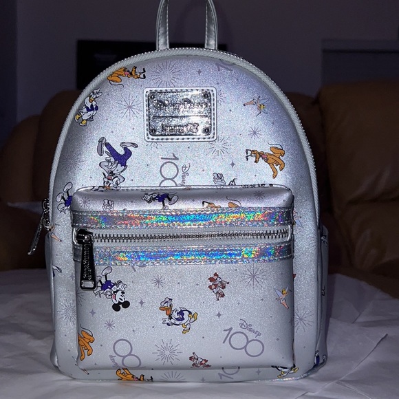 New!! Disney 100th Anniversary Platinum Mickey & Friends Mini Backpack - Picture 6 of 16